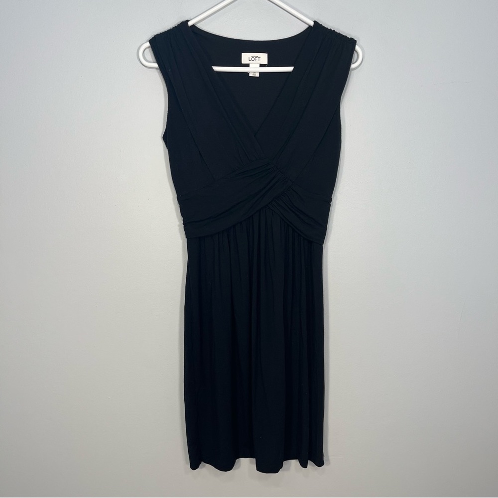 LOFT Dress Womens 00 Black Sleeveless A-Line Fit and Flare Modal Blend Stretch